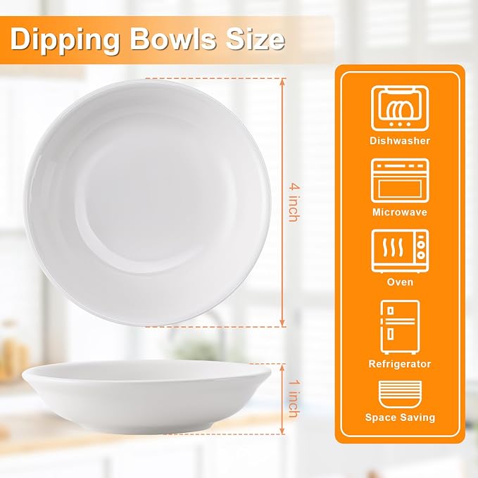 Eisinly 6 Pack Dipping Bowls, 3 OZ Small Ceramic Soy Sauce Dish, Dishwasher Safe - Image 2