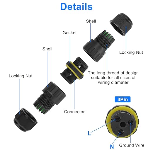 Linkstyle 10PCS 3 Pole M16 Wire Connector Waterproof IP68 External Electrical - Image 2