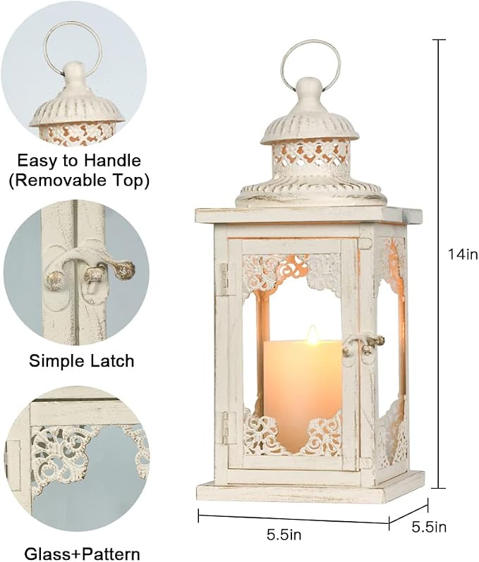 NEEDOMO Large Lanterns Decorative Indoor, Metal Candle Holder Lantern Rustic - Image 6