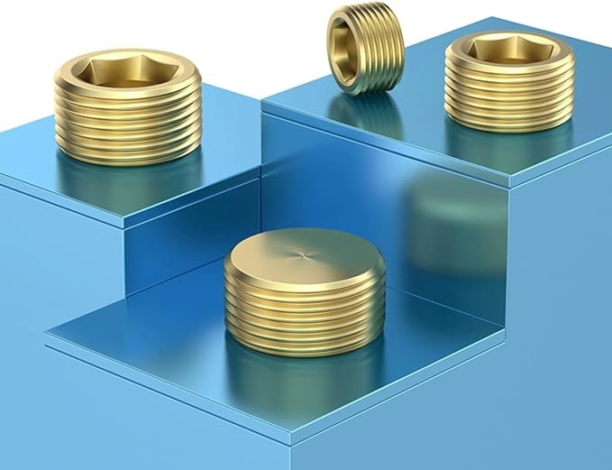 12PCS 1/2" NPT Brass Male Pipe Plug Fitting Hex Counter Sunk Pipe Plug - Image 9