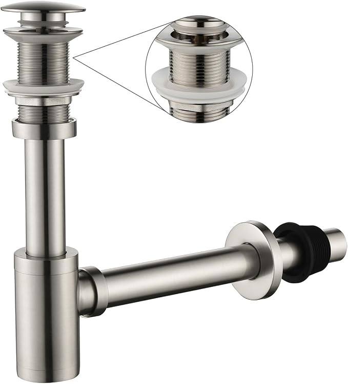 Bathroom Sink Stopper P-Trap Complete Set Adjustable 1-1/4 Bottle Trap Solid by GORDEE