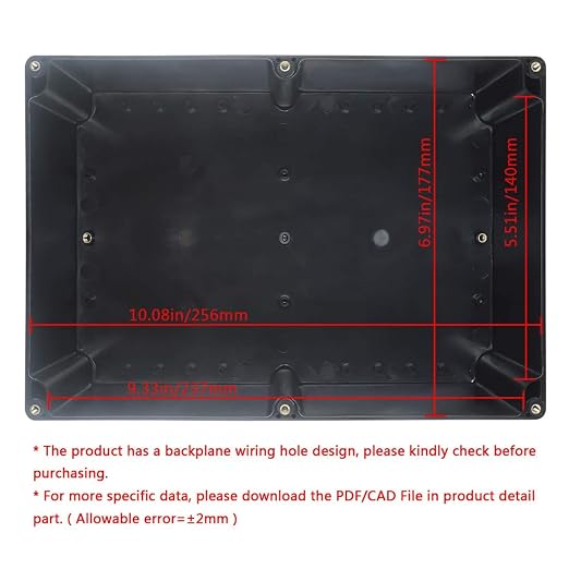 ABS Plastic Electrical Project Case Power Junction Box, Project Box Black 10.4" - Image 2