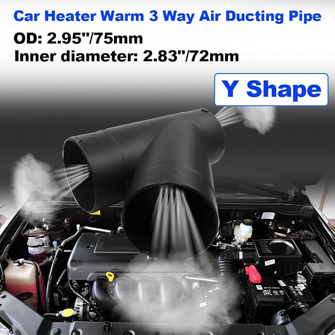 Y Fitting, 3 inch 75mm 3 Way Ducting Pipe Y Shape Outlet Connector Duct Pipe - Image 3