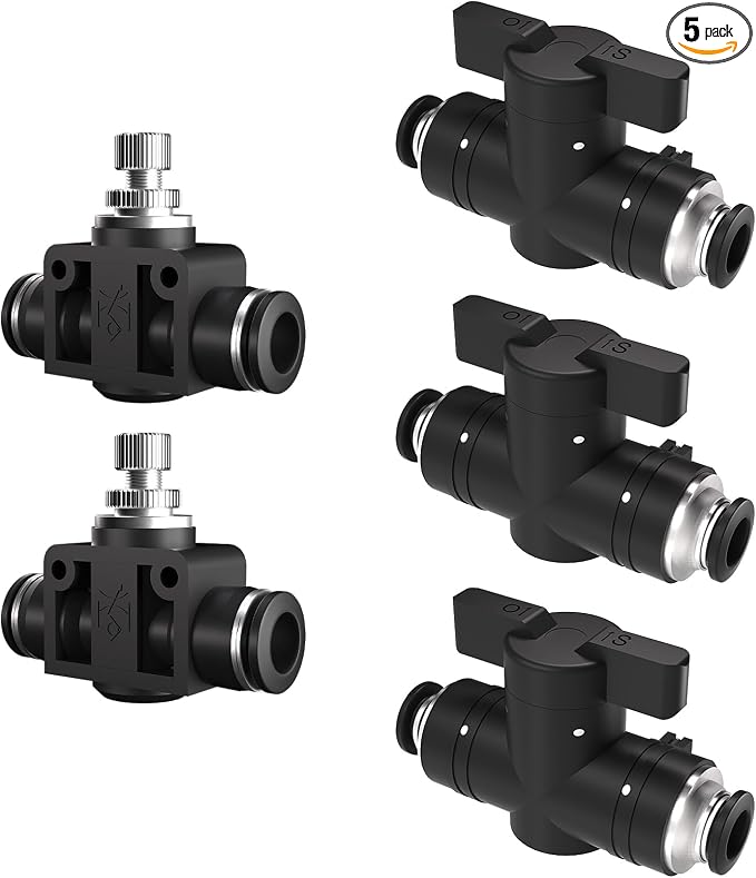 5/32 4mm Push To Connect Valve, Shut Off Air Flow Control Fittings | Pneumatic by Unknown
