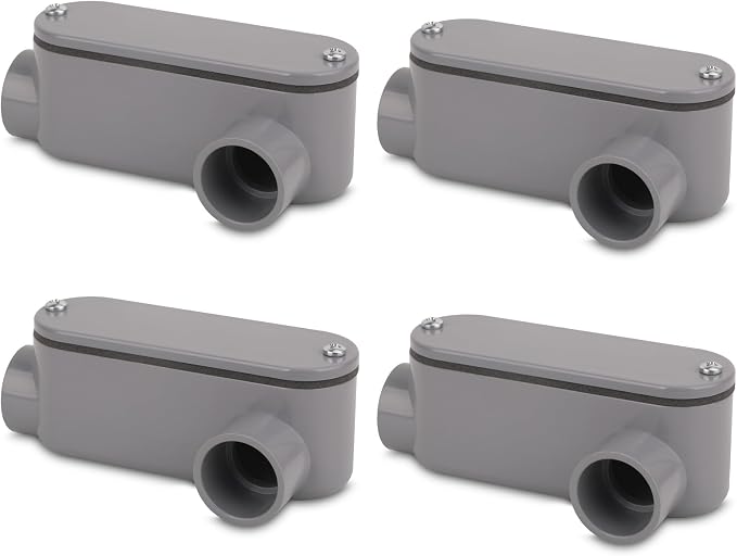 4Pack 3/4 Inch Rigid PVC Conduit Body Type LL, Slip x Slip PVC Conduit Bodies by CKVIHAV