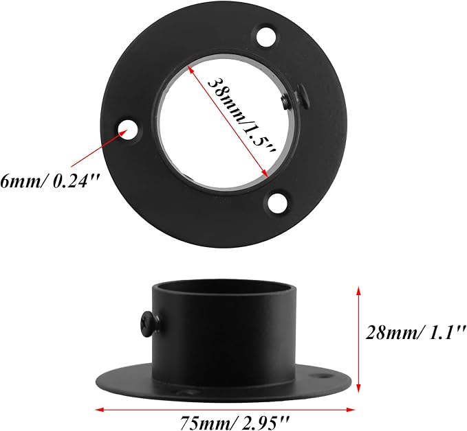 Antrader Closet Rod Flange, Stainless Steel 1.5 Inch Dia. Adjustable Socket - Image 2