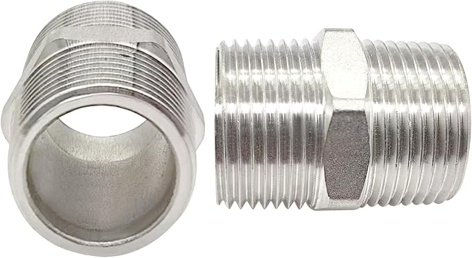 1-1/4" Male to 1-1/4" Male NPT Hex Nipple, Pipe Fittings 304 Stainless Steel - Image 3