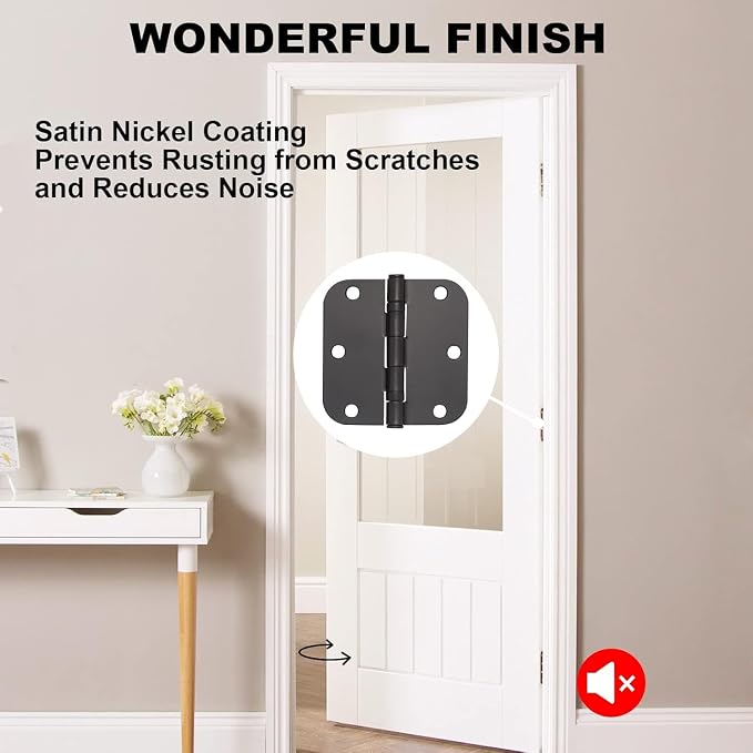 Vervida® Matte Black Door Hinges 3.5 x3.5in 3 Pack Interior 5/8 Radius | 3 - Image 4