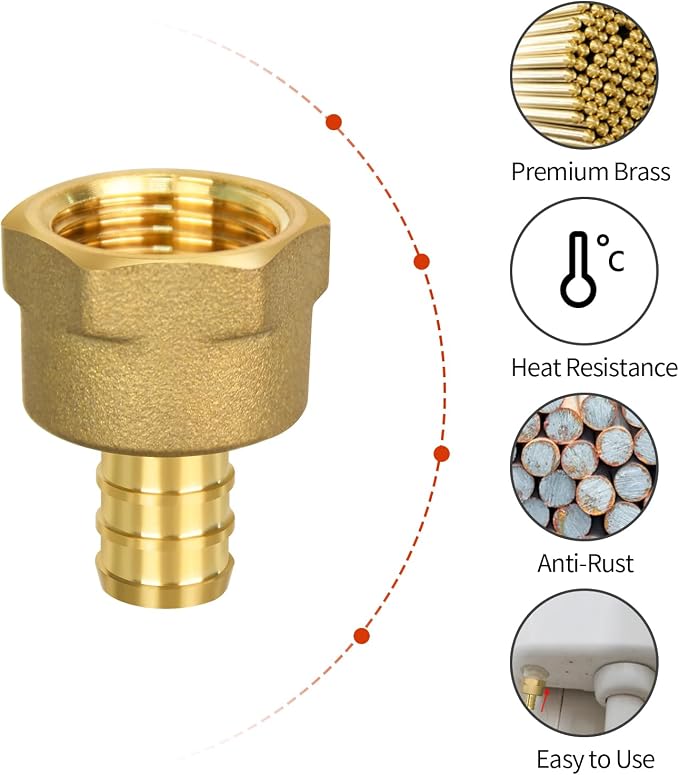 5 Pack PEX 1/2" x 1/2" NPT Female Fittings | - Image 3
