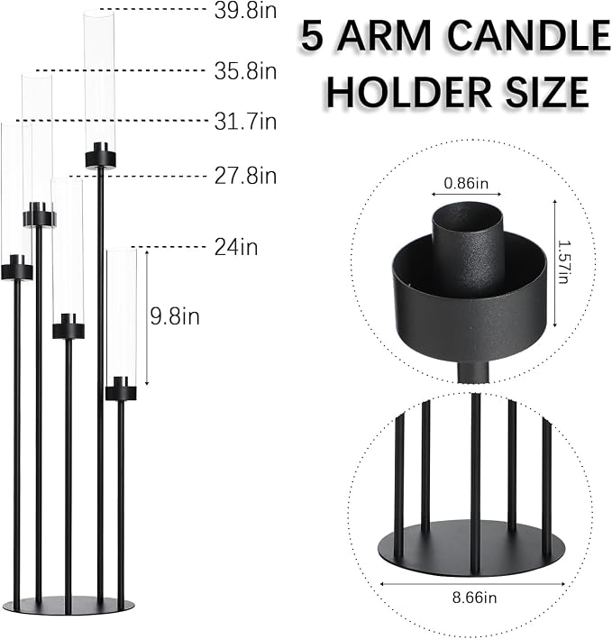 39.8''Matte Black Candle Holder - Image 2