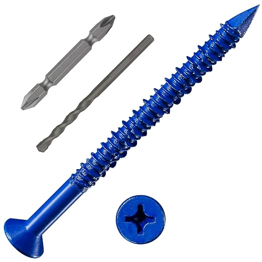 WenSilon 3/16" x3-1/4 Concrete Screw Anchor Blue Flat Head by Wensilon