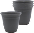 The HC Companies Eclipse Round Planter Pot, 6 Inch, Warm Gray, Attached Saucer by TheHCCompanies