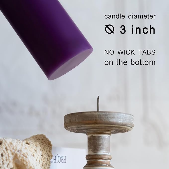 MOZEAL 3" x 6" Hand-Poured Unscented Candle, Dripless Pillar Candle Set of 3 - Image 4