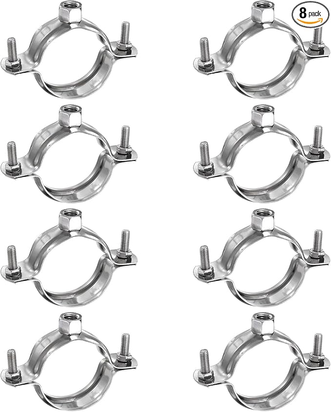 HARFINGTON 8 Pcs Adjustable Pipe Bracket Clamps 1-9/16" Stainless Steel Wall by HARFINGTON