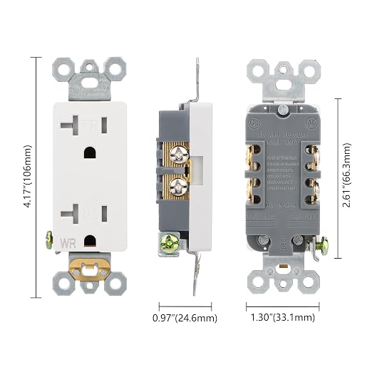 Wengart 6-Pack 20 Amp Duplex Receptacle Outlet, Weather Resistant & Tamper - Image 8