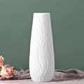 White Ceramic Vase, 8.4" H, Artistic Flower Vase Classic Style by Valemoon