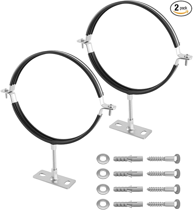 2 Pcs 8 Inch Pipe Bracket, Adjustable Split Ring Hanger Vent Wall Strap Kit | by Unknown