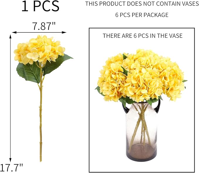 Kimura's Cabin 6pcs Hydrangea Artificial Flowers Silk Hydrangeas, Fake Flowers - Image 2