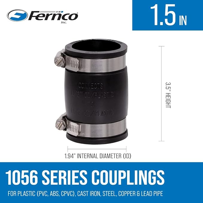 Fernco 1056-150 1-1/2-in. Flexible PVC Pipe Coupling - Image 3