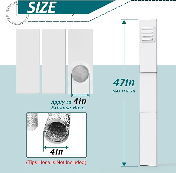Daisypower Dryer Vent Window Kit, Adjustable Window Vent Kit - Image 2