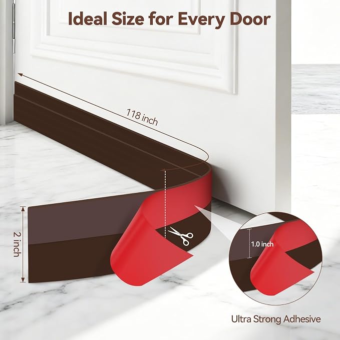 Ohuhu 118" Silicone Door Draft Stopper, - Image 4