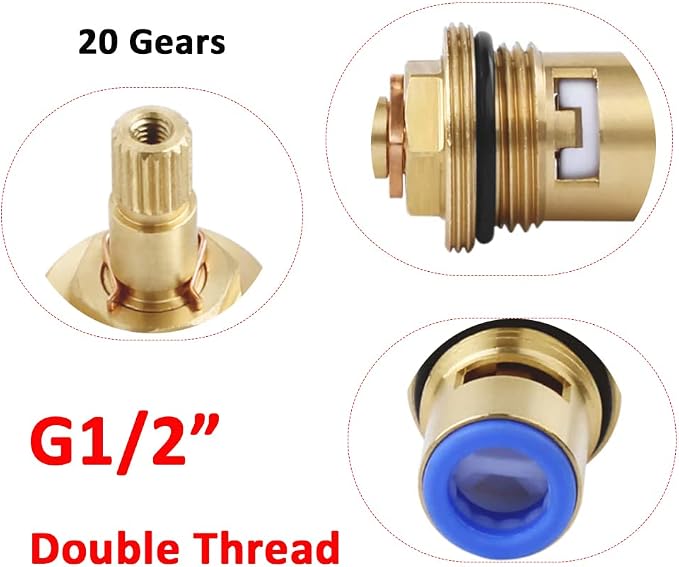 Faucet Ceramic Cartridge Valve, G1/2" Brass Tap Ceramic Disc Cartridges - Image 5