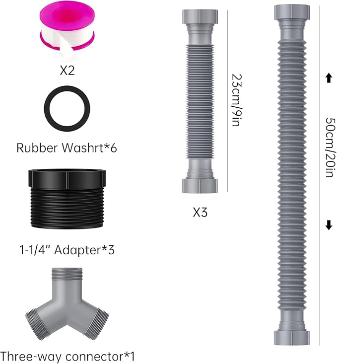 Flexible Expandable P-Trap Kit for Double Kitchen Sink Drain - Image 5