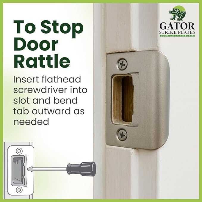 Gator Door Strike Plate 2-1/4" Latch Restorer, Satin Nickel, No Chiseling - Image 6