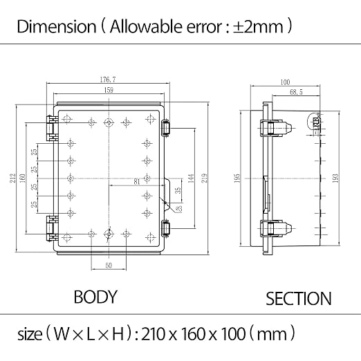 Electrical Box, IP67 Waterproof Hinged Cover Stainless Steel Latch Junction Box - Image 7