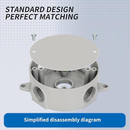 Round Outdoor Electrical Box, Five 0.75”Hole Round Junction Box, 1 Pack | - Image 4