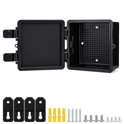 LeMotech Junction Box IP67 Waterproof Electrical Box Outdoor ABS Plastic Hinged by LeMotech