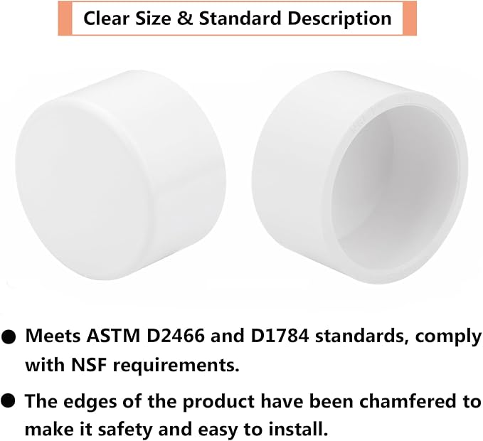 10 Pack 1-1/4"PVC Pipe End Cap Fitting Schedule 40 Furniture Grade 1-1/4" PVC - Image 4