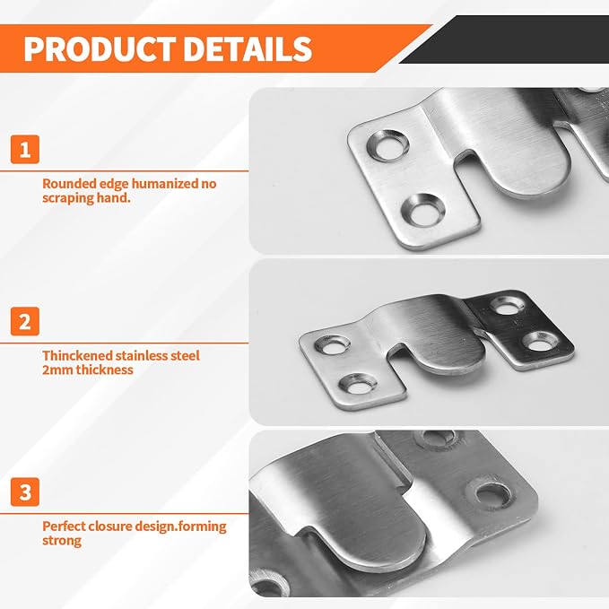 4 Pairs Stainless Steel Flush Mount Bracket, Interlocking Heavy Duty Photo - Image 3
