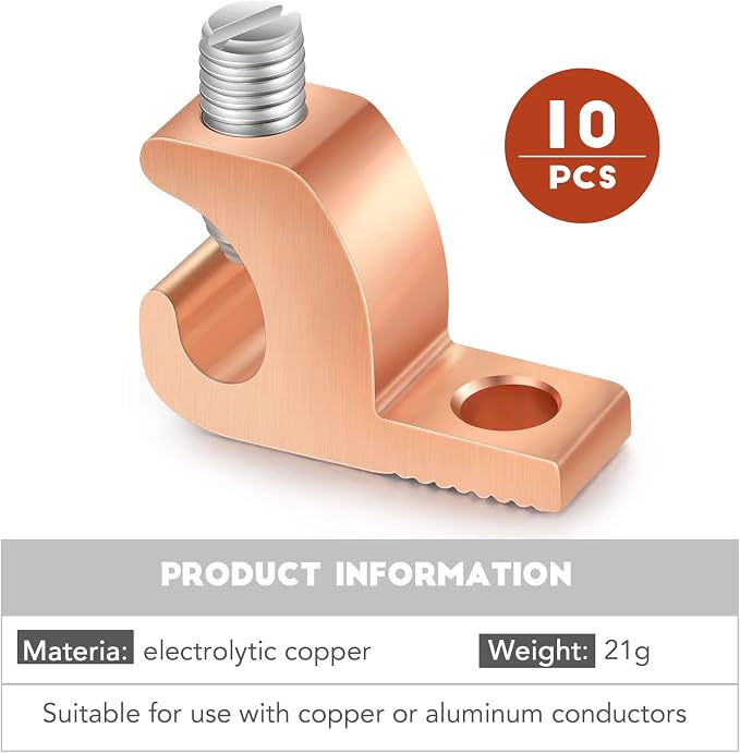 Landhoow 20 Pack Lay-in Lugs, Copper Pool Bonding Connectors, 4-14 AWG | - Image 7