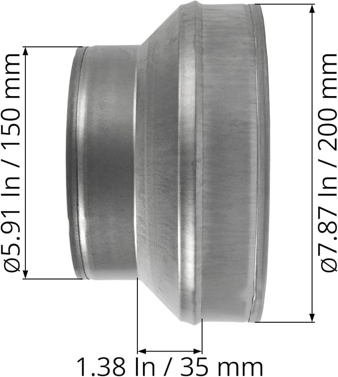 8" to 6" Inch Galvanized Steel Round Duct Reducer - Image 6