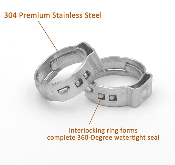 15pcs 3/4 Inch Stainless Steel PEX Cinch Clamps, Crimp Rings Pinch Clamps - Image 2