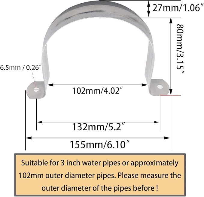 3Inch Two Hole Stainless Steel U-Tube Clamp Connecting Ring Hose Clamp-Bracket - Image 2
