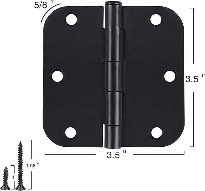 TDCHINGES Rounded Door Hinges Matte Black 3.5 Inch 5/8" Radius No Squeak | 72 - Image 5