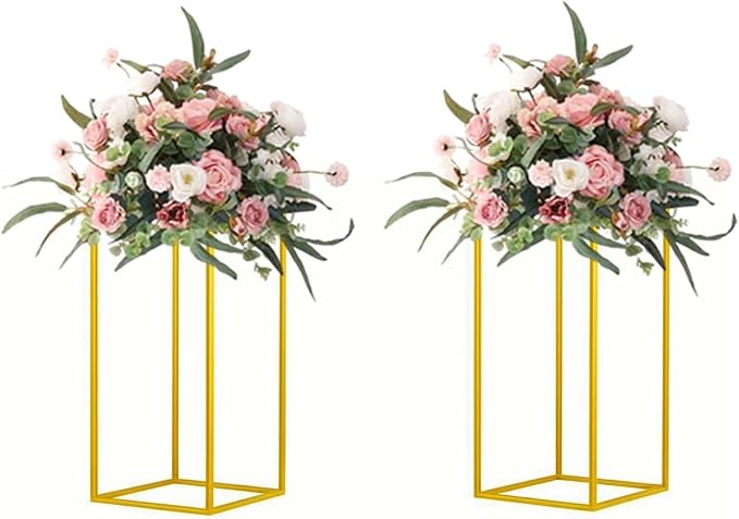 15.75inch 2 pcs Column Vases Gold Centerpieces by MEISHAONV