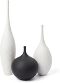 Relexome White Ceramic Vase Modern Wabi-Sabi Black Flower Vase Set of 3 by Relexome