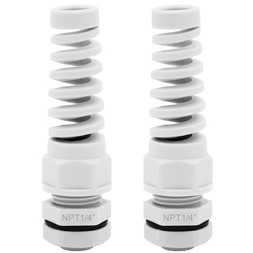 Strain Relief Cord Connector, LISTENJIALE 2Pcs NPT 1/4" Waterproof Cable Gland by LISTENJIALE