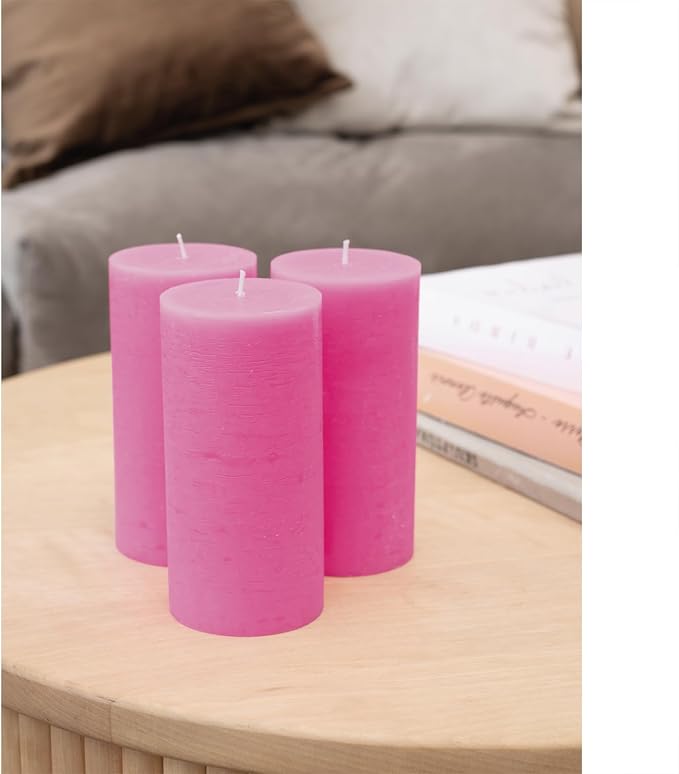 3x6 Pink Pillar Candles Set of 3 - Image 5