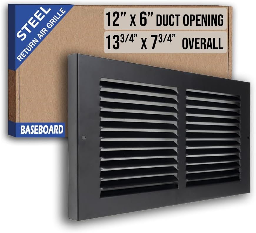 Fits 12x6 Duct Opening | Steel Baseboard Return Air Grille by Handua | Vent by Handua
