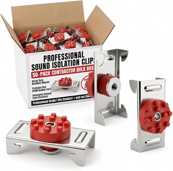 50-Pack Sound Isolation Clips for Drywall, Fits 7/8-Inch Hat Channel | Drywall by GWNF