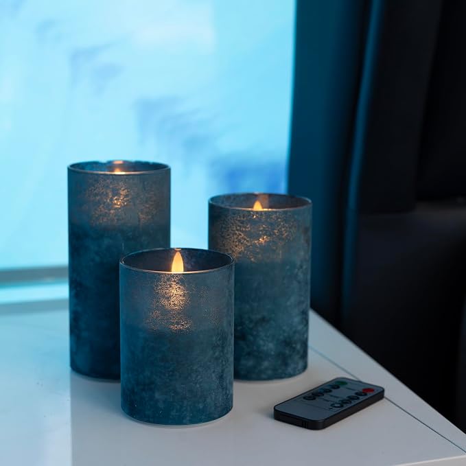 ANGELLOONG Blue Candles, Flickering Flameless Candles - Image 2