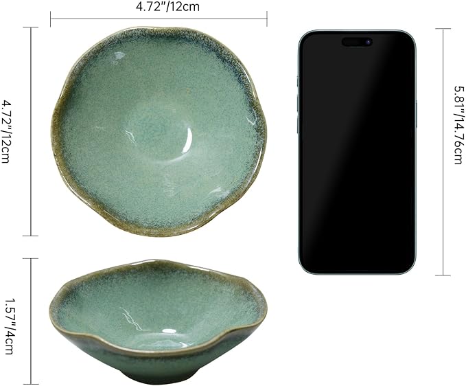 4.7" Small Decorative Bowl, Small Key Bowl, Ceramic Potpourri Bowl | Green Bowl - Image 8