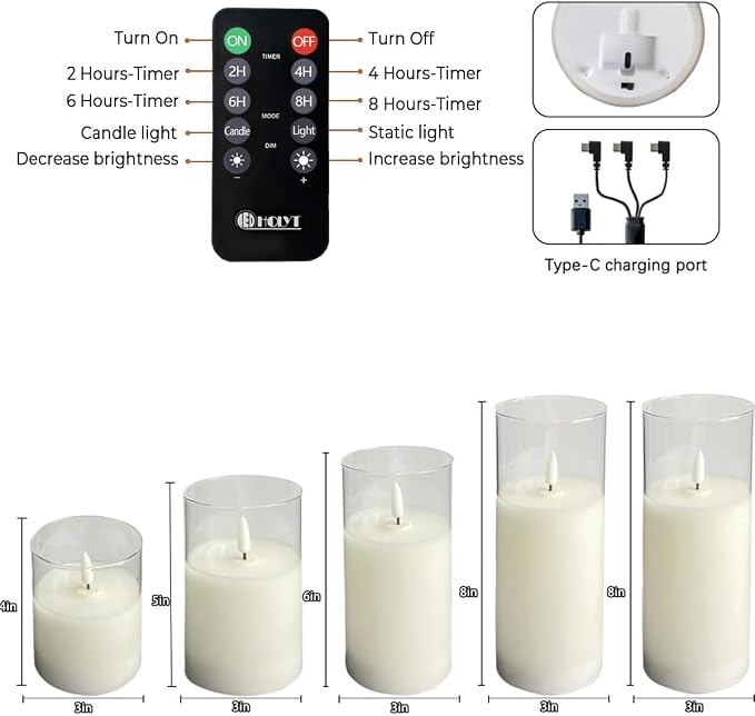 Glass Rechargeable LED Realistic Flickering Flameless Candles | Fake Flame - Image 6
