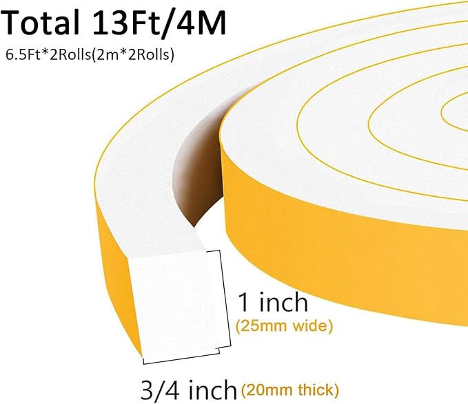 Strong Adhesive White WeatherStripping 1x3/4in, Block Drafts, Noise | Fills - Image 5