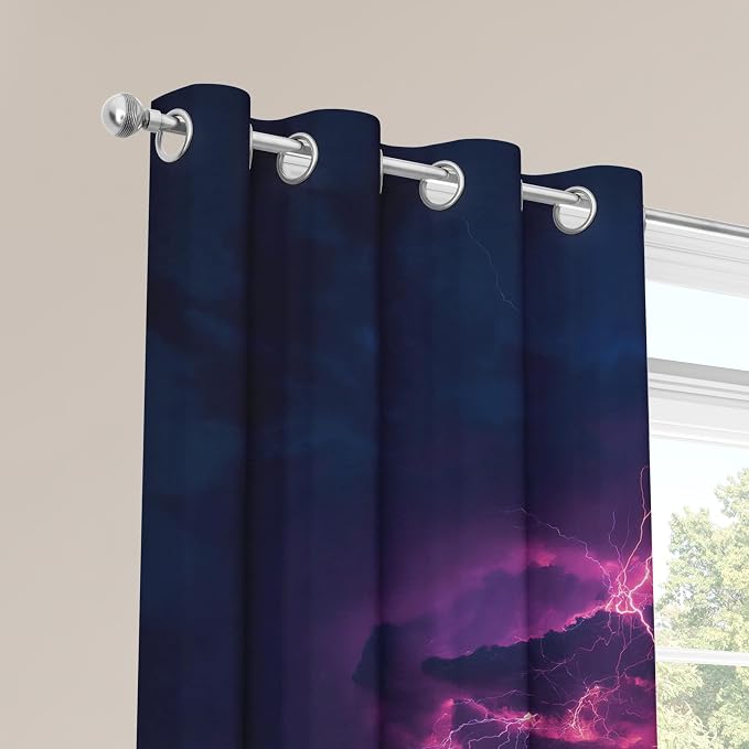 Thunderstorm Curtains for Bedroom 63 Inch Length 2 Panels, Treble Clef Drapes - Image 5