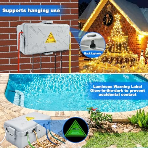Hrensaw Medium Outdoor Electrical Box, Weatherproof Connection Box w/6 Cable - Image 4